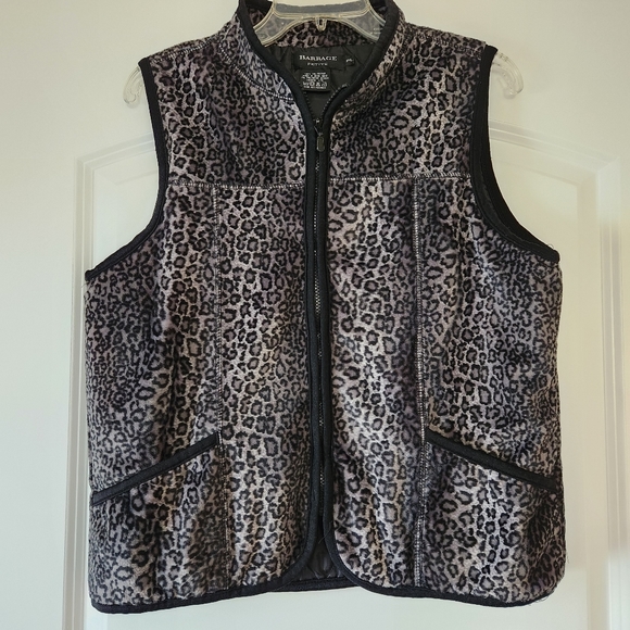 Barrage Tops - "BARRAGE" PLUSH ANIMAL PRINT ZIP FRONT VEST SIZE PETITE LARGE
